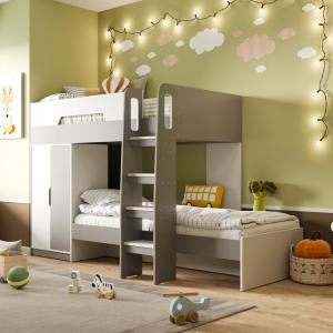 Flair Benito Bunk Bed With Wardrobe White and Grey