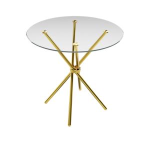 LPD Casa Clear Top / Gold Legs Dining Table
