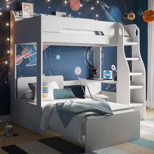 Flair Cosmic L Shaped Bunk Bed with Storage White -