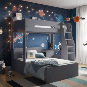 Flair Cosmic L Shaped Triple Bunk Bed Grey -