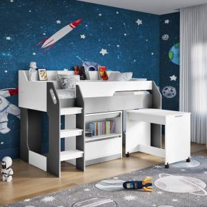 Flair Lulu Mid Sleeper Bed With Storage White and Grey