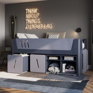 Flair Tokyo Cabin Bed Mid Sleeper Grey and Navy