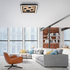 Paul Neuhaus Eliza LED ceiling lamp, wood, 48 x 48 cm