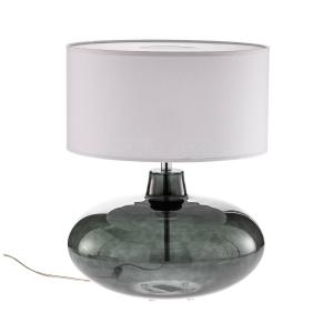 Argon Skien table lamp, white lampshade, grey glass base