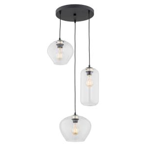 Argon Kaja hanging light 3-bulb, glass lampshades clear