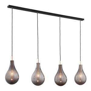 Argon Oaza pendant light, 4-bulb, smoky grey/black