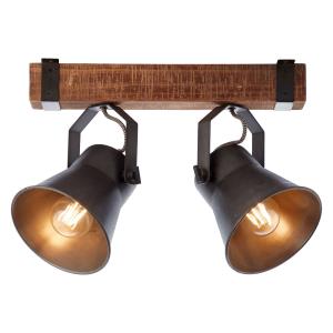 Brilliant Ceiling spotlight Plow, black/dark wood