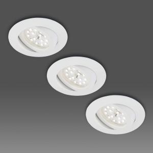 Briloner Pivotable LED recessed light, set of three, white