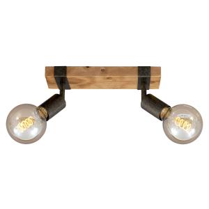 Briloner Wood Basic ceiling light, 2-bulb