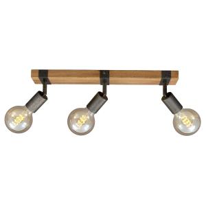 Briloner Wood Basic ceiling light, 3-bulb
