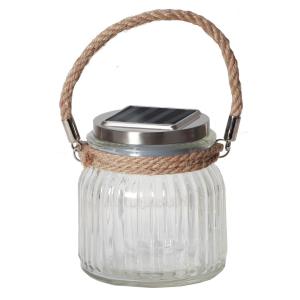 STAR TRADING Solar-powered LED table lamp Jar made of glass