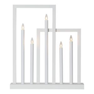 STAR TRADING Frame wooden window candleholder, 5-bulb, white