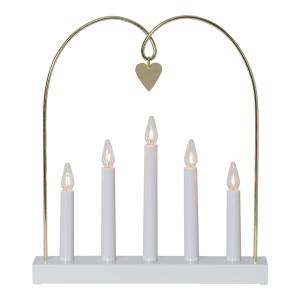 STAR TRADING Glossy window candleholder, arch, 5-bulb, white