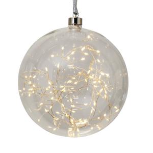 STAR TRADING Glow LED decorative bauble, glass, Ø 20 cm cle…
