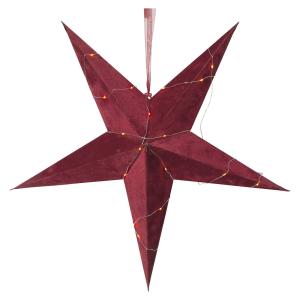 STAR TRADING Velvet star with Dew Drop LED string lights red