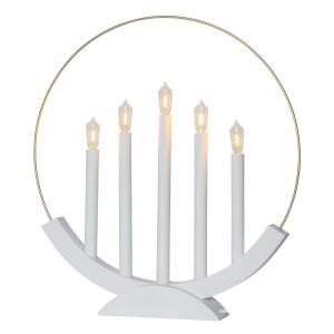 STAR TRADING Brace LED candelabra, five-bulb, white/gold