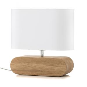 BRITOP Cassy table lamp, oak wood, white fabric lampshade