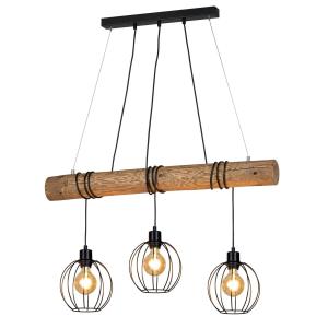 BRITOP Karou hanging light, 3-bulb, stained brown
