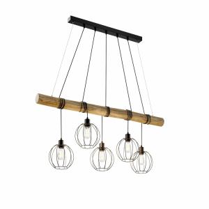 BRITOP Karou hanging light, 5-bulb, stained brown