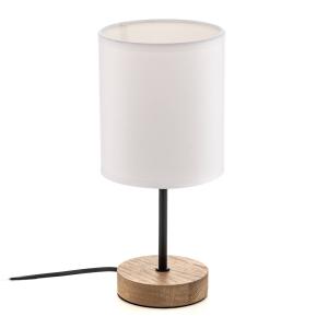 BRITOP Corralee table lamp, wood, white fabric lampshade