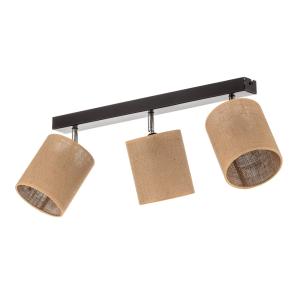 BRITOP Jute ceiling light with three fabric lampshades