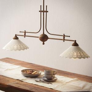 Ceramiche Hanging light Pizzo with chain, two-bulb