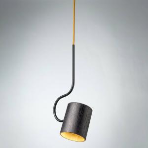 Domus Bocal hanging light with a wooden lampshade