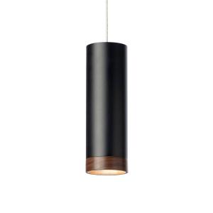 Domus LED pendant light PHEB, black/walnut
