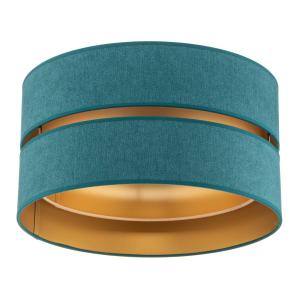 Duolla Duo ceiling light, fabric, turquoise/gold Ø40cm