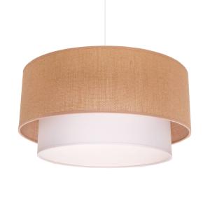 Duolla Boho hanging light, double lampshade, brown/white