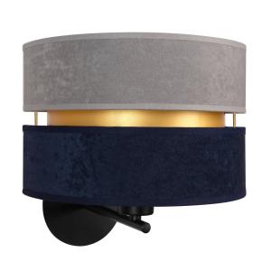 Duolla Duo wall light, navy blue/grey/gold, Ø 25 cm