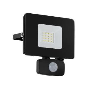 EGLO Faedo 3 LED outdoor spotlight, sensor, black, 20 W