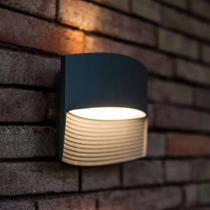 LUTEC Anthracite-coloured Lotus LED outdoor wall light