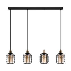 EGLO Chisle hanging light, black/amber, 4-bulb