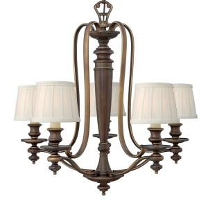 HINKLEY Dunhill 5 chandelier with pleated lampshades