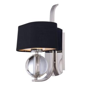QUOIZEL Gotham wall light, fabric lampshade, silver