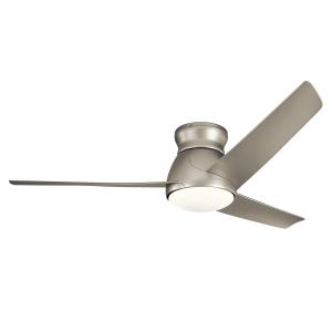 KICHLER Eris LED ceiling fan, IP44, brushed nickel