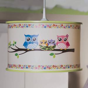Elobra Owl hanging light printed with an owl motif