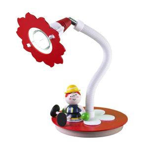 Elobra Fireman Fred LED table lamp, red and white