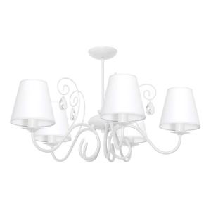 Eko-Light Sara chandelier, 5 fabric lampshades, white