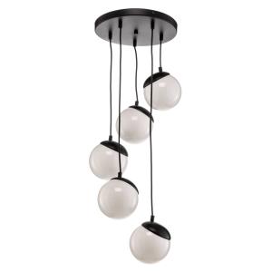 Eko-Light Sfera hanging light 5-bulb glass/black metal