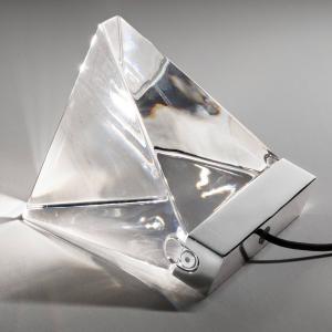 Fabbian Small Tripla crystal table lamp w/ LED, aluminium