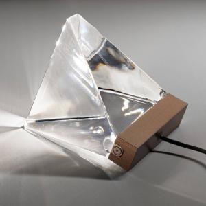 Fabbian Small Tripla crystal table lamp w/ LED, bronze