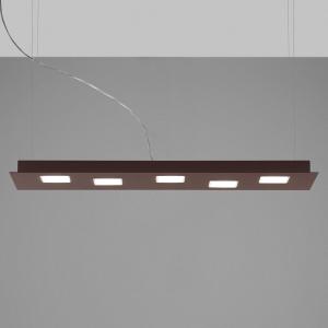 Fabbian Elongated LED hanging lamp Quarter in brown