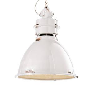 Ferroluce C1750 hanging light with ceramic lampshade white