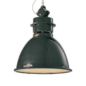 Ferroluce C1750 hanging light with ceramic lampshade black