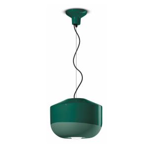 Ferroluce Bellota hanging light, ceramic, Ø 35 cm, green