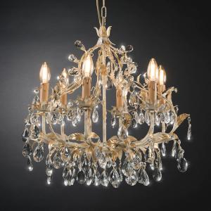 Ferro Luce 360/6 S chandelier, 6-bulb, glass hanging elemen…