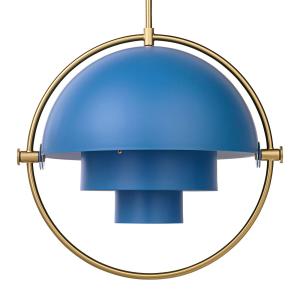 GUBI Multi-Lite pendant light, Ø 36 cm, brass/blue
