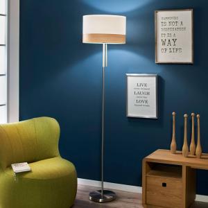 Globo With a pull switch - floor lamp Libba, cream-wood